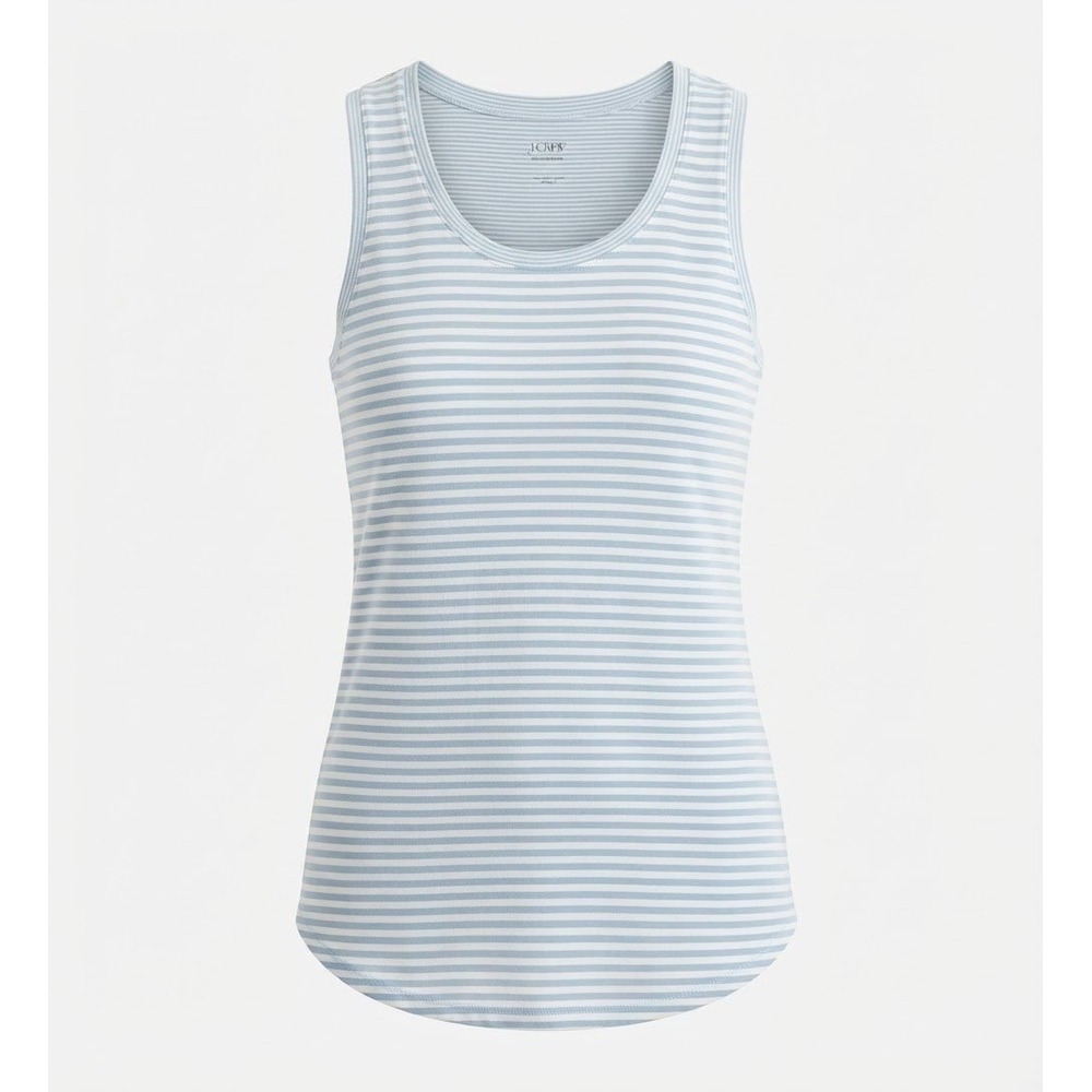 J.Jill Pima Back Pleat Tank Women Small Blue White Striped Cotton Good